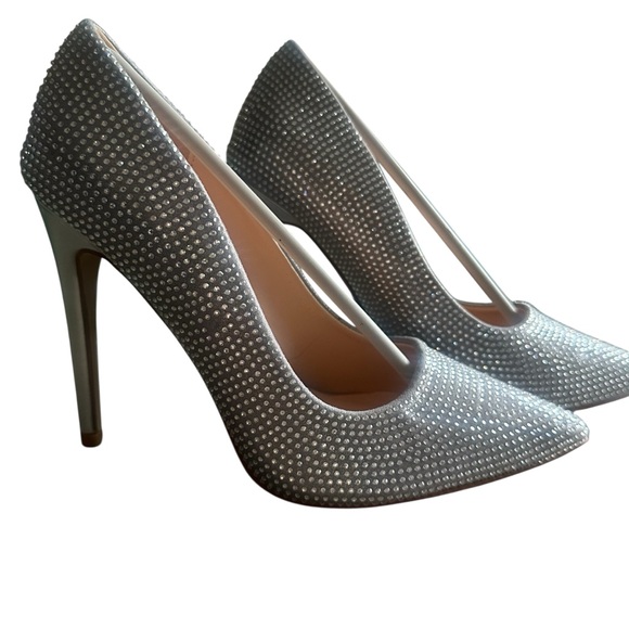 Lauren Lorraine Dori Silver Rhinestone Stiletto Pointed Toe Pump Size 7 NIB - Picture 1 of 6